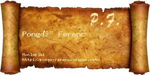 Pongó Ferenc névjegykártya